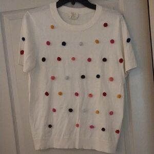 J.Crew White Polka Dot Sweater